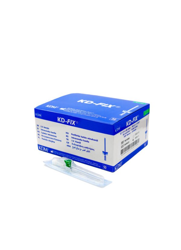 Wenflon KD-FIX® Igła do Piercingu 1,3x45mm Zielony (50 szt.)